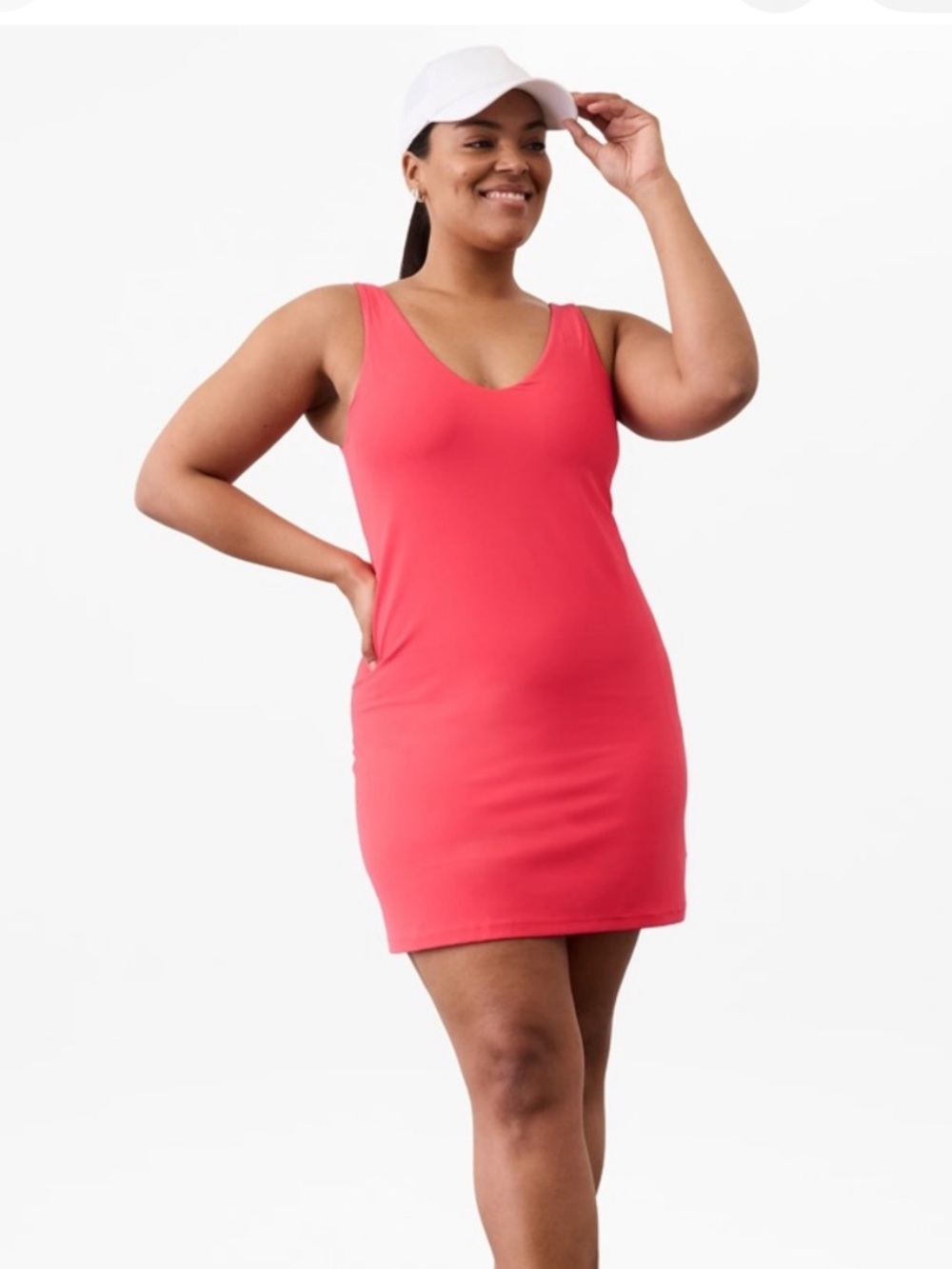 NWT Athleta Transcend Workout Active Dress in Coral Hot Pink
